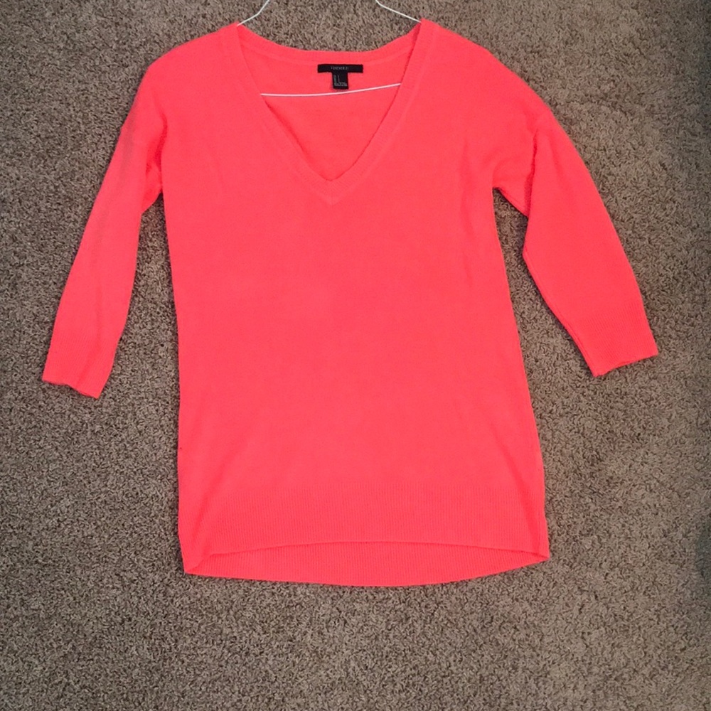 Bright Pink V Neck